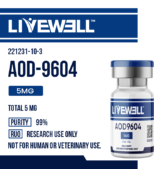 AOD-9604 5mg research peptide vial — LiveWell Peptides