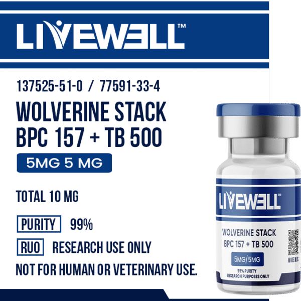 BPC-157 10mg + TB-500 10mg research peptide blend vial — LiveWell Peptides