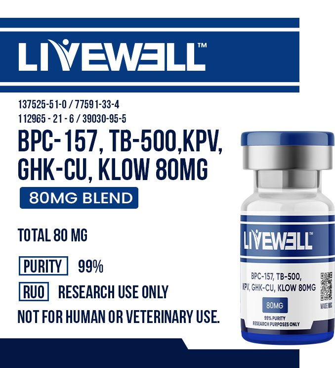 KLOW peptide blend — BPC-157 GHK-Cu TB-500 KPV — LiveWell Peptides