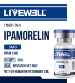 Ipamorelin 5mg / 10mg research peptide vial — LiveWell Peptides