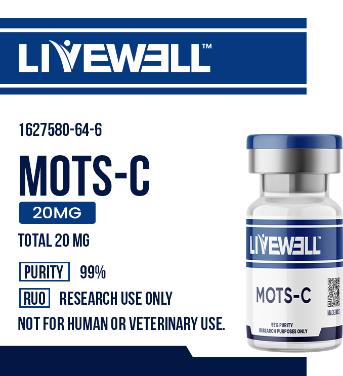 MOTS-c 10mg mitochondrial research peptide vial — LiveWell Peptides