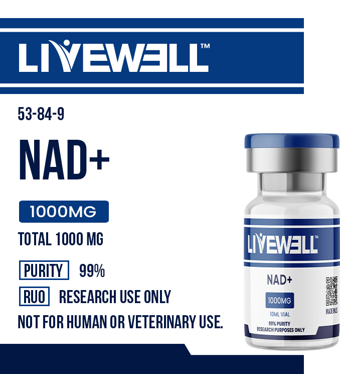 NAD+ 500mg research peptide vial — LiveWell Peptides