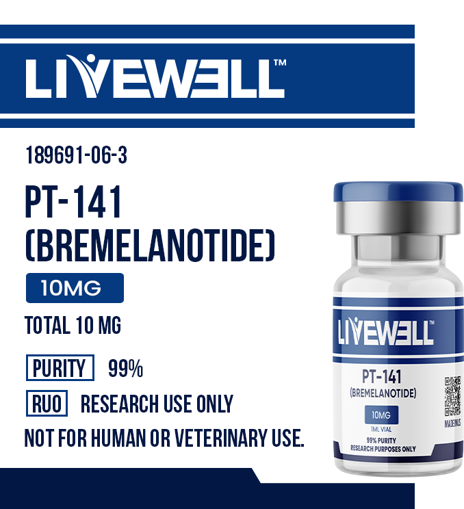 PT-141 MC3R MC4R Melanocortin Receptor Agonist Research Peptide Vial — LiveWell Peptides