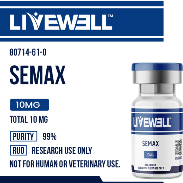 Semax 10mg nootropic research peptide vial — LiveWell Peptides