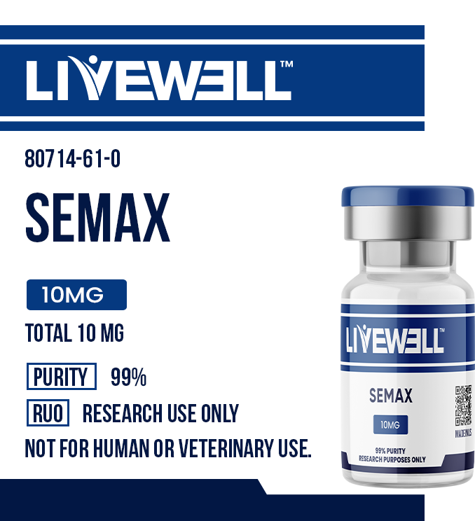 product 19 Semax 10mg nootropic research peptide vial — LiveWell Peptides