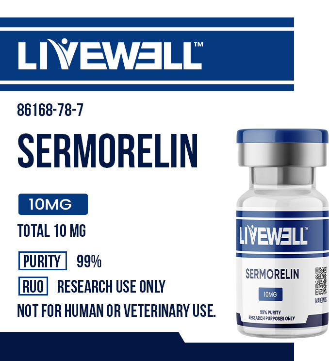 Sermorelin 5mg GHRH research peptide vial — LiveWell Peptides