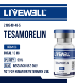 Tesamorelin 5mg / 10mg research peptide vial — LiveWell Peptides