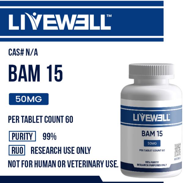 BAM-15 50mg research tablets, 60 count bottle — LiveWell Peptides