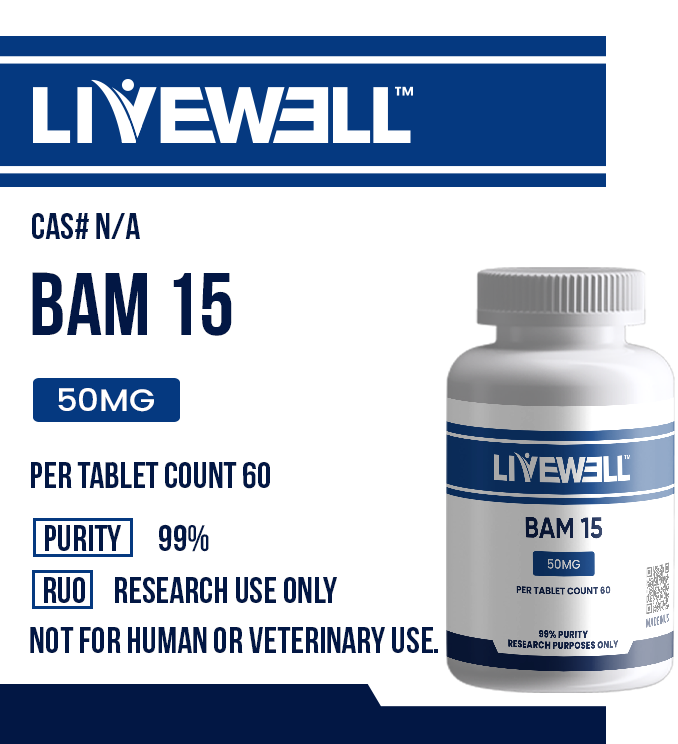 BAM-15 50mg research tablets, 60 count bottle — LiveWell Peptides