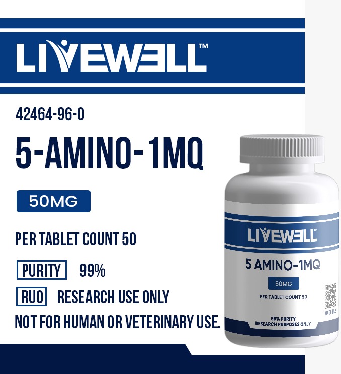 5-Amino-1MQ 50mg research tablets, 50 count bottle — LiveWell Peptides