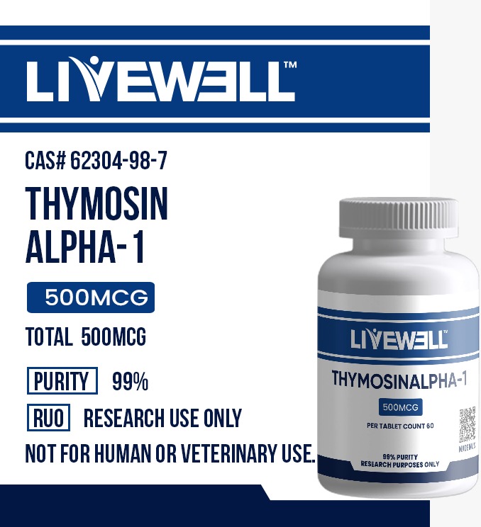 Thymosin Alpha-1 500mcg research tablets (60 count), 99% purity, research use only — LiveWell Peptides