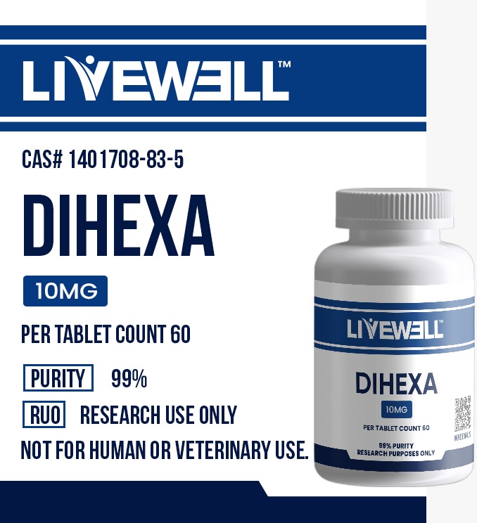 Dihexa 10mg research tablets (60 count), 99% purity, research use only — LiveWell Peptides